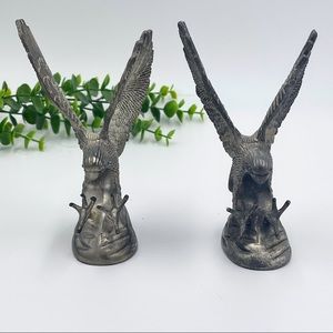 Hampshire Genuine Silverplated Eagle Sculptures In Flight Figures Set of 2